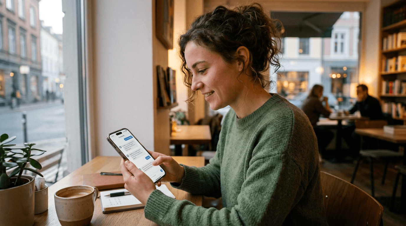 Persona usando un chatbot de IA en su celular