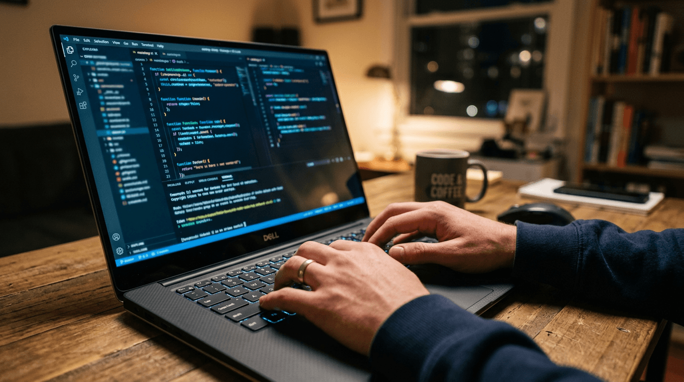 Manos programando el desarrollo de un sitio web